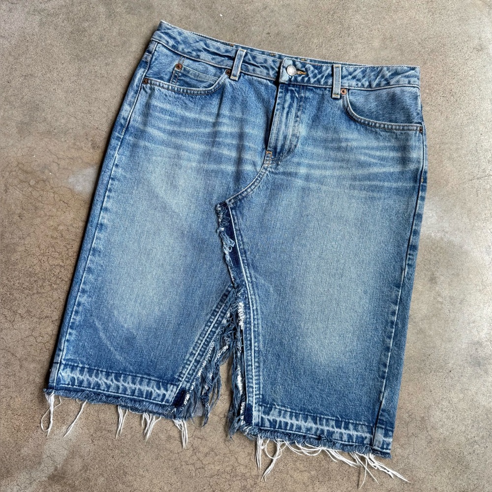 Y2K Lucky Brand Frayed Hem Denim Skirt